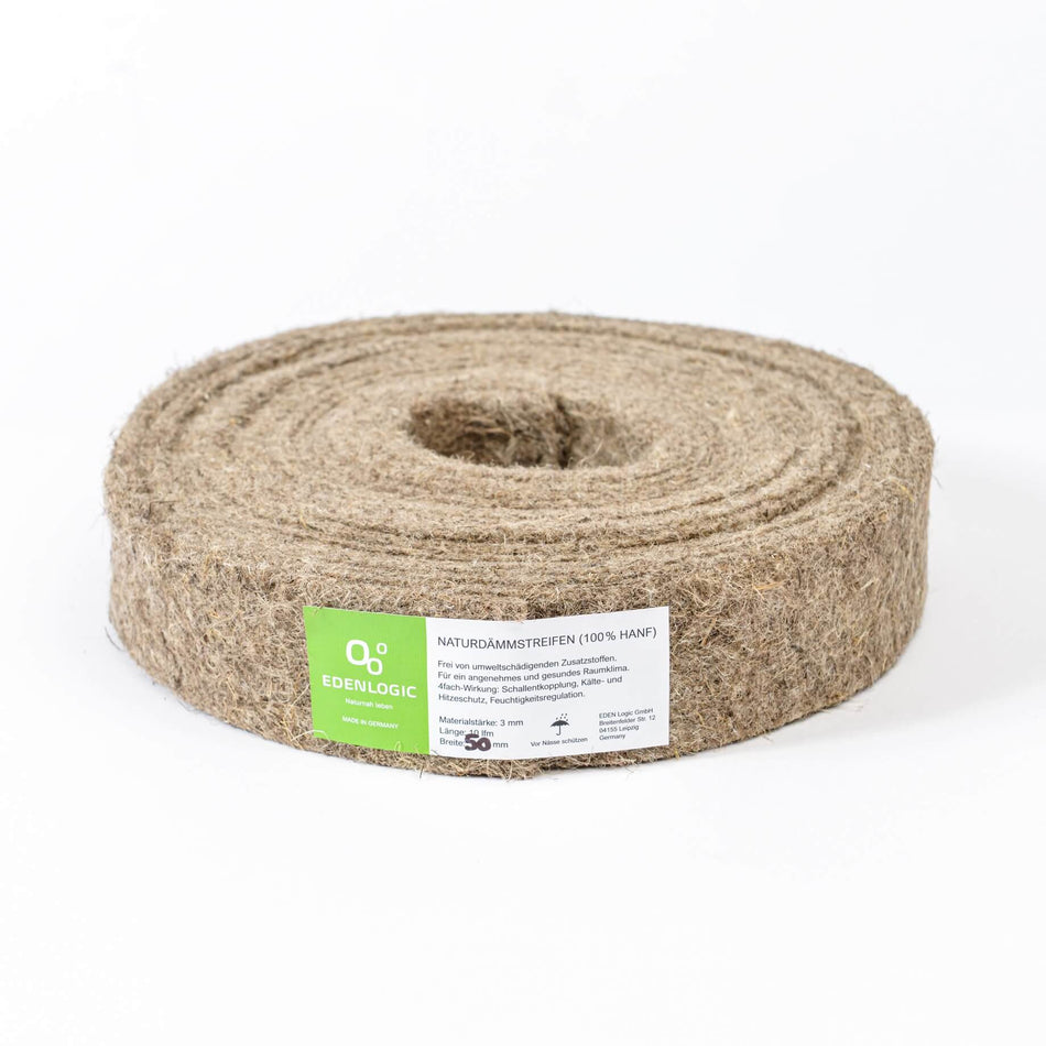 Naturdämmstreifen Breite 50mm - NDS aus 100% Hanffasern - Lehmmeister