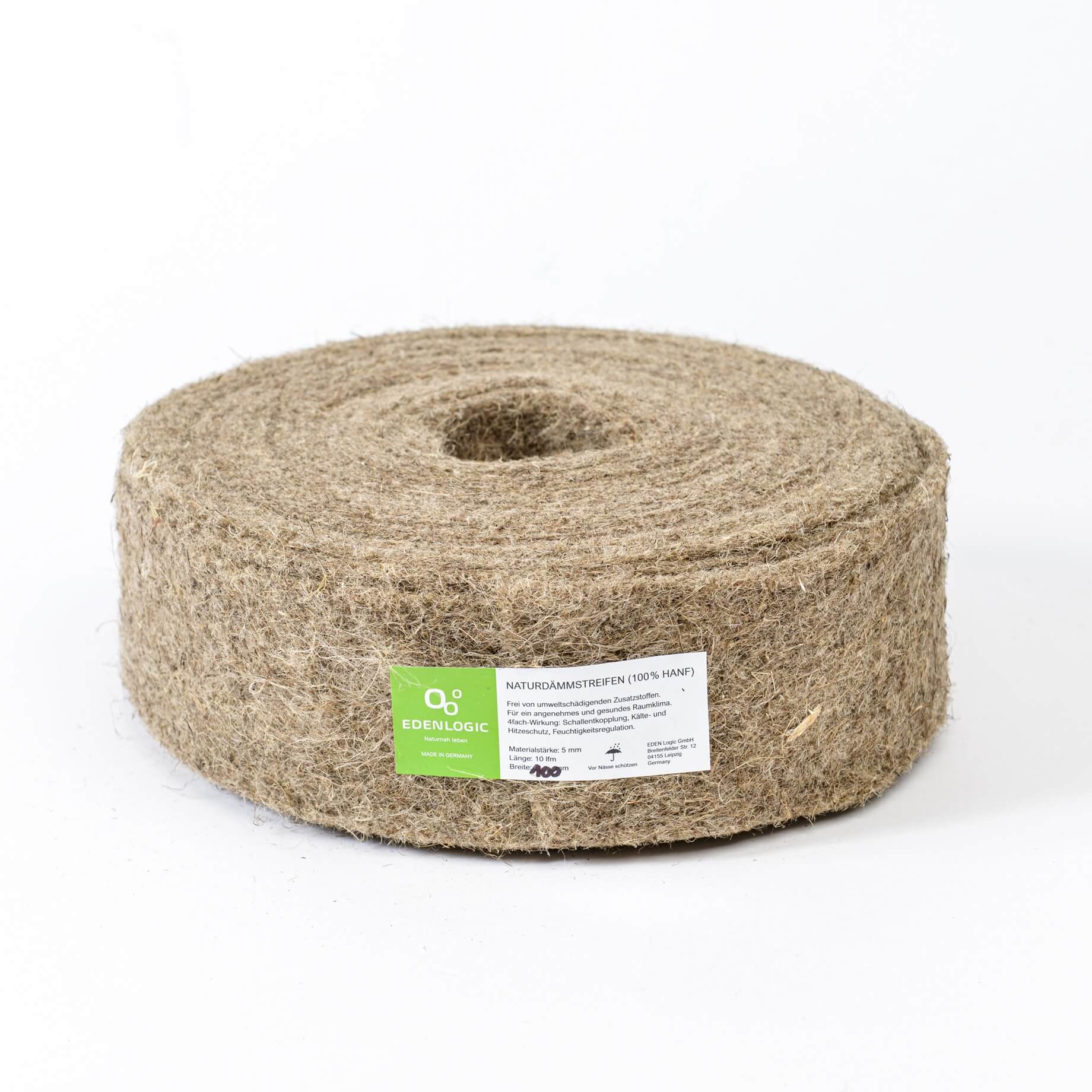 Naturdämmstreifen Breite 100mm - NDS aus 100% Hanffasern - Lehmmeister