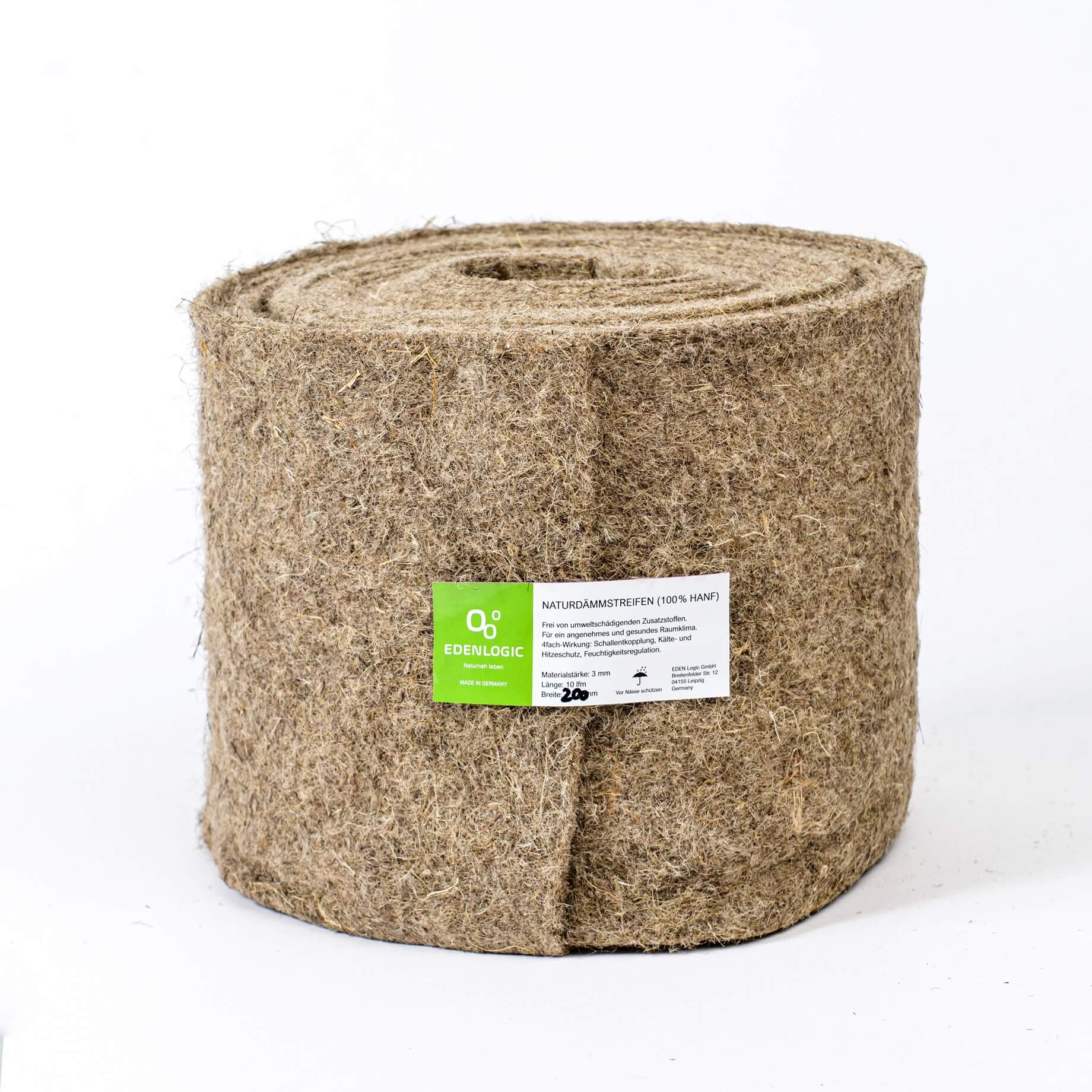 Naturdämmstreifen Breite 200mm - NDS aus 100% Hanffasern - Lehmmeister