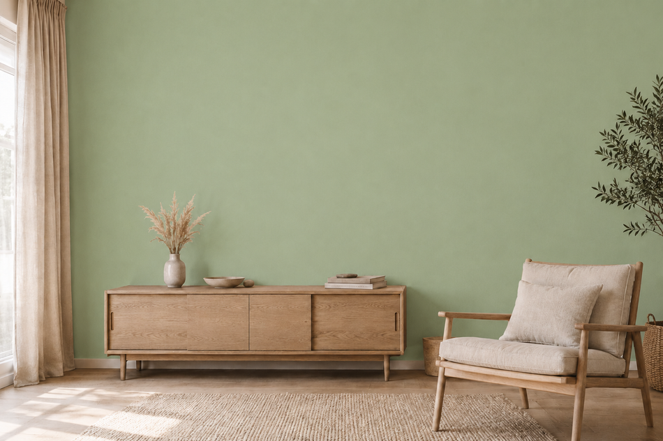 VOLVOX Espressivo Lehmfarbe 067 tierra-verde – Raumwirkung